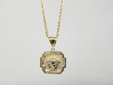 chaine torsade en or 10 karat + medaillon versace en or 10 karat - orquebec