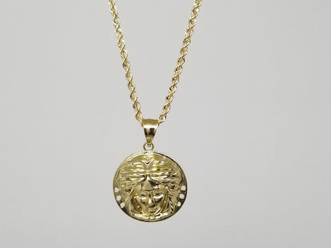 chaine torsade en or 10 karat + Medaillon versace en or jaune 10 karat - orquebec