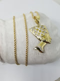 Chaine Torsade en or 10 karat + N?©fertiti en or 10 karat - orquebec