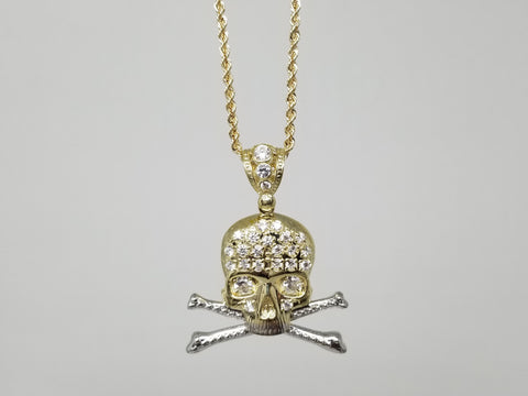 cha?®ne torsade en or 10 karat + tete de mort en or 10 karat - orquebec