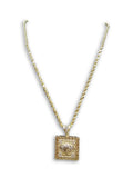 chaine torsade en or 10k coupe diamond cut 4mm + Medaillon Versace en or 10k - orquebec