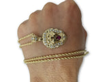 Chaine torsade en or 10k + Lion ruby rouge en or 10k - orquebec