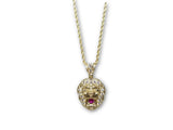 Chaine torsade en or 10k + Lion ruby rouge en or 10k - orquebec