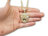 Chaine torsader en or 10k coupe diamond cut 4mm + lion de taille moyen en or 10k - orquebec
