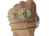 Chaine torsader en or 10k coupe diamond cut 4mm + lion de taille moyen en or 10k - orquebec
