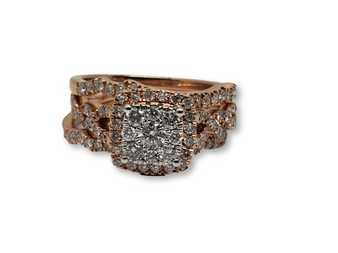fiançailles+mariage  infini Double   1.00ct diamants  Princess Cut  Vintage - orquebec