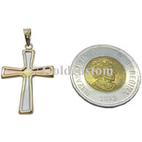 High Polish 10K Yellow Solid Gold Krzyyzaniak Cross Charm Pendanrt - orquebec