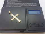 High Polish 10K Yellow Solid Gold Krzyyzaniak Cross Charm Pendanrt - orquebec