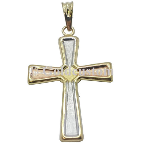 High Polish 10K Yellow Solid Gold Krzyyzaniak Cross Charm Pendanrt - orquebec