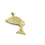 Left Side Face of Nefertiti Queen 10K Yellow Gold Pendant - orquebec