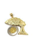 Left Side Face of Nefertiti Queen 10K Yellow Gold Pendant - orquebec