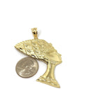 Left Side Face of Nefertiti Queen 10K Yellow Gold Pendant - orquebec