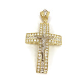 Little Alpha Cross With Hanged Christ 10K Yellow Gold Pendant - orquebec