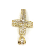 Little Alpha Cross With Hanged Christ 10K Yellow Gold Pendant - orquebec