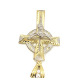 Macro Sliver Edges Celtic Cross With Hanged Christ 10K Yellow Gold Pendant - orquebec
