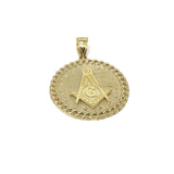 Marco Masonic Symbol Free Mason on Round Plated 10K Yellow Gold Pendant - orquebec