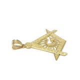 Masonic Symbol Free Mason Charm 10K Yellow Gold Pendant - orquebec