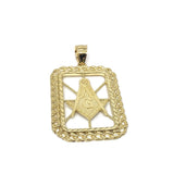 Masonic Symbol Free Mason Inside Rope Bar Layer 10K Yellow Gold Pendant - orquebec