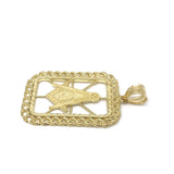 Masonic Symbol Free Mason Inside Rope Bar Layer 10K Yellow Gold Pendant - orquebec