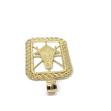 Masonic Symbol Free Mason Inside Rope Bar Layer 10K Yellow Gold Pendant - orquebec