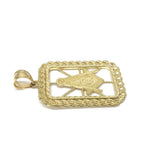Masonic Symbol Free Mason Inside Rope Bar Layer 10K Yellow Gold Pendant - orquebec