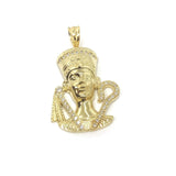 Massive Nefertiti Queen Head 10K Yellow Gold Pendant - orquebec