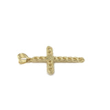 Mini 10K Yellow Gold Rope Design Cross Pendant - orquebec