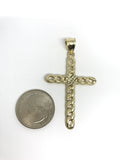 Mini 10K Yellow Gold Rope Design Cross Pendant - orquebec