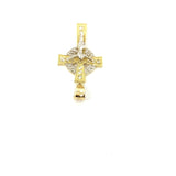 Mini Rosary Crucifix 10K Yellow Gold Pendant - orquebec