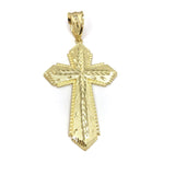 Passion Cross With Textured Design 10K Yellow Gold Pendant - orquebec