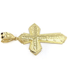 Passion Cross With Textured Design 10K Yellow Gold Pendant - orquebec