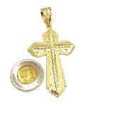 Passion Cross With Textured Design 10K Yellow Gold Pendant - orquebec