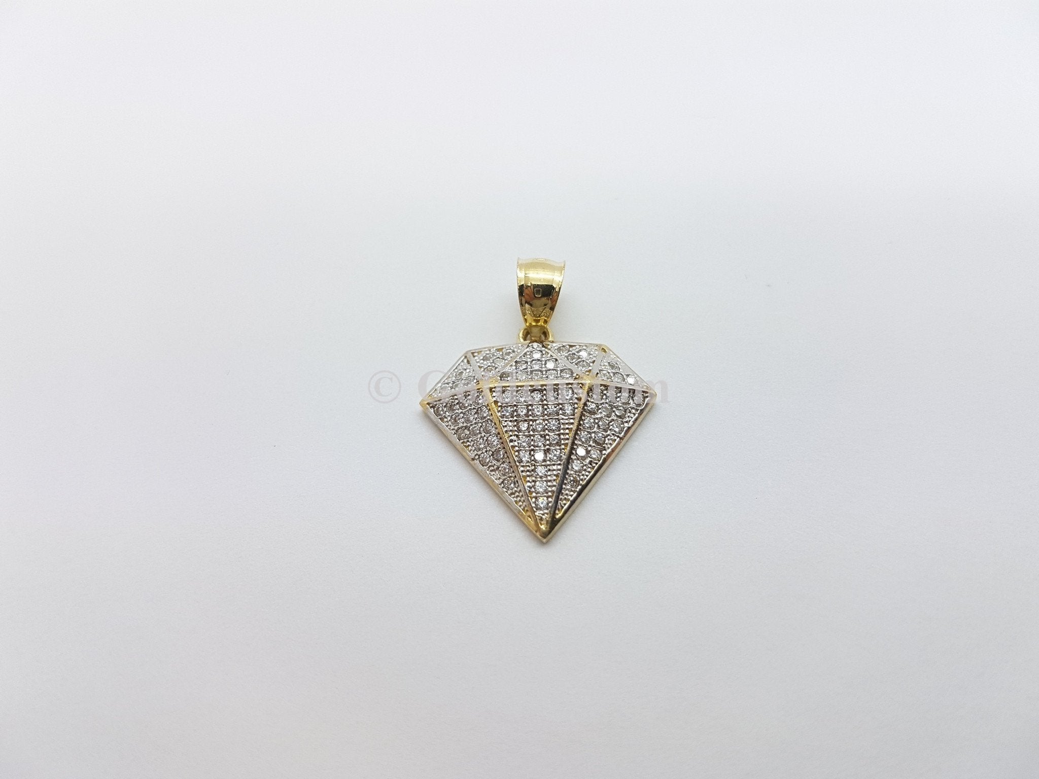 Real 10K High Polish Solid Gold Diamond Shape Men Pendant - orquebec