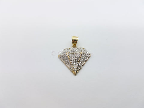 Real 10K High Polish Solid Gold Diamond Shape Men Pendant - orquebec