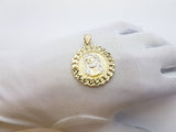 Real 10K High Polish Solid Yellow Gold Jesus Round Messiah Pendant - orquebec