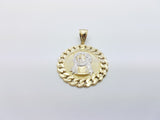 Real 10K High Polish Solid Yellow Gold Jesus Round Messiah Pendant - orquebec