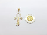 Real 10K High Polish Solid Yellow Gold Reuben Cross Pendant - orquebec