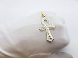 Real 10K High Polish Solid Yellow Gold Reuben Cross Pendant - orquebec