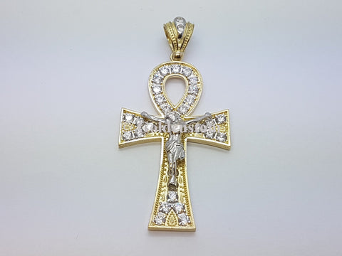 Real 10K High Polish Solid Yellow Gold Zedekiah Jumbo Cross - orquebec