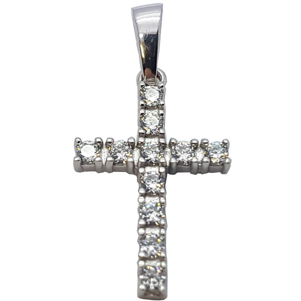 Real 10K High Polish White Gold Agatha Cross Pendant - orquebec