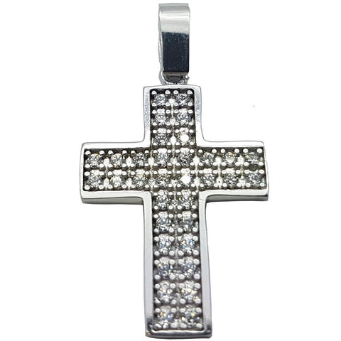 Real 10K Solid White Gold Abadios Cross Pendant - orquebec