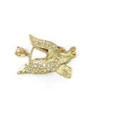 Red Eye Flying Eagle 10K Yellow Gold Pendant - orquebec