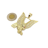 Red Eye Flying Eagle 10K Yellow Gold Pendant - orquebec