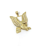Red Eye Flying Eagle 10K Yellow Gold Pendant - orquebec