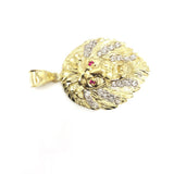 Red Eyes Roaring Lion 10K Yellow Gold Pendant - orquebec