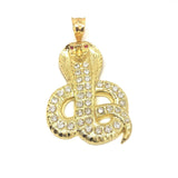 Red Eyes Wild Snake 10K Yellow Gold Pendant - orquebec