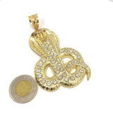 Red Eyes Wild Snake 10K Yellow Gold Pendant - orquebec