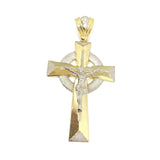 Sliver Edges Celtic Cross With Hanged Christ 10K Yellow Gold Pendant - orquebec