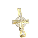 Sliver Edges Celtic Cross With Hanged Christ 10K Yellow Gold Pendant - orquebec