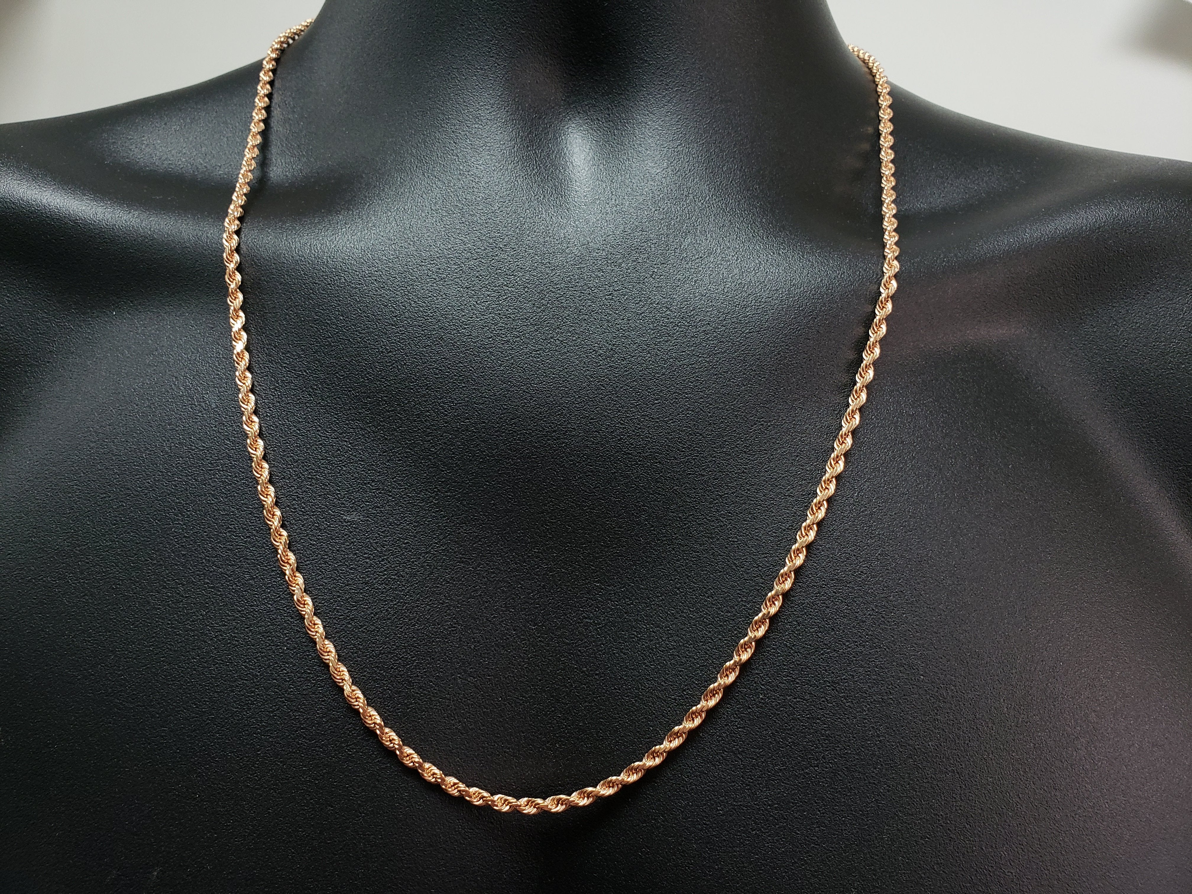 Solid 10K Rose Gold Rope Chain 3mm For Men | Chaine en or 10K pour homme en or rose 10kt et 3mm-Gold Custom